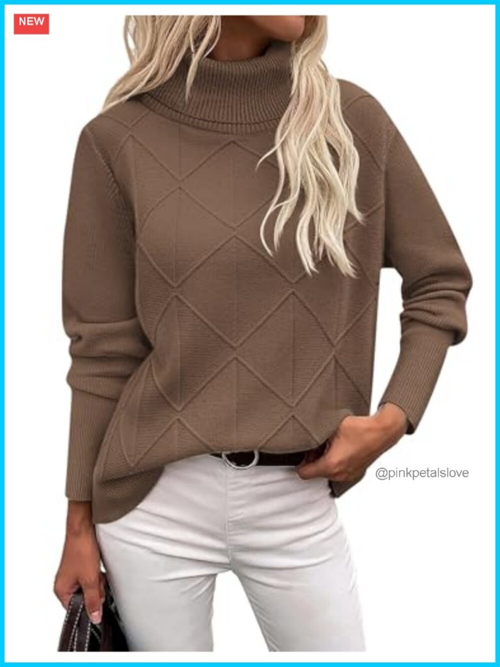 Turtleneck Sweater Chunky Knit Pullover Long Sleeve Fall Winter